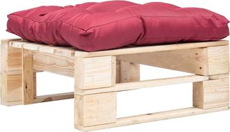 vidaXL Otomana De Palets De Jard&iacute;n Con Coj&iacute;n Rojo Madera Natural Vidaxl