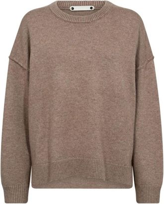 Co'Couture Oversized Wollen Trui - Dames - Ronde hals truien - Bruin - XS - Wol - Truien & Vesten