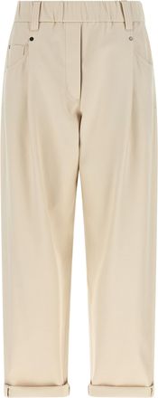 Brunello Cucinelli Beige Cotton Casual Womens Pants