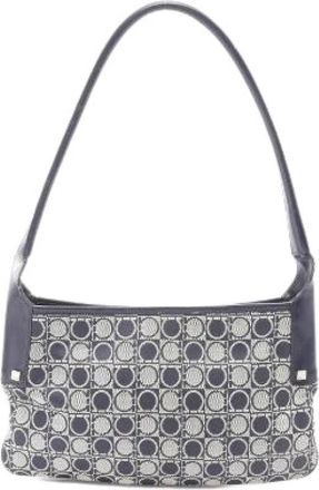 Ferragamo Pre-owned Gancini Canvas Leren Schoudertas - Dames - Vintage Schoudertas - Blauw - ONE Size - Leer - Vintage