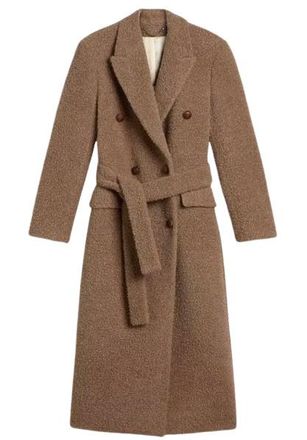 Golden Goose Womens Journey Ws Double Breasted Coat With Detachable Belt Casentino Wool - Tan Nylon - Size EU 38 (Womens)