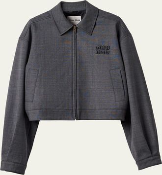 Miu Miu Long-Sleeve Zip Up Wool Jacket
