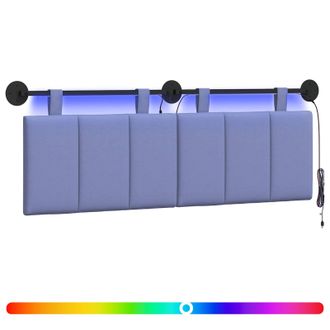 vidaXL Cabecero Colgante Con Luz Led Azul Jeans Tela Vidaxl