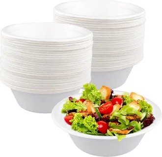 OEM Cuencos Para Sopa De Ca&ntilde;a De Az&uacute;car De 350 Ml - 100 Unidades - Redondos, Blancos, Sostenibles Para Fiestas Y Picnics