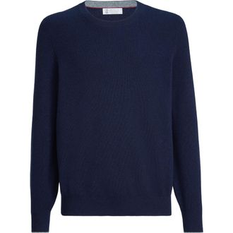 Brunello Cucinelli Cashmere English rib sweater in Navy Blue at Nordstrom, Size 54 It