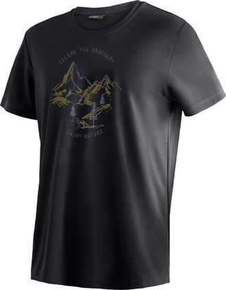 Maier Sports T-Shirt MAIER SPORTS Dieter Print, Herren, Gr. 4XL, schwarz, 100% Polyester, Rundhals, Shirts T-Shirt, Herren Funktionsshirt, Freizeitshirt mit Aufdru