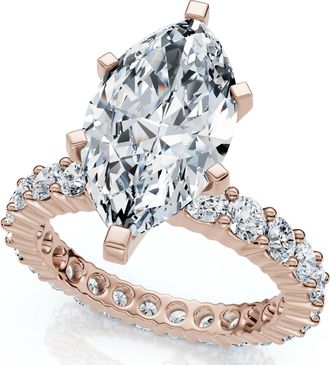 Pompeii3 Certified 4.40Ct Marquise Eternity Engagement Ring 14k Gold or Pt Lab Grown