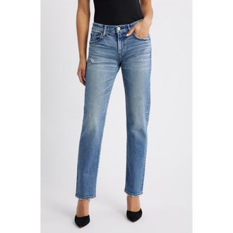 Moussy Vintage Linden Slim Straight Leg Jeans in Blue at Nordstrom, Size 29