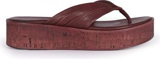 Cortana Kurken Platform Sandaal - Dames - Slippers - Rood - 39 EU - Leer - Schoenen