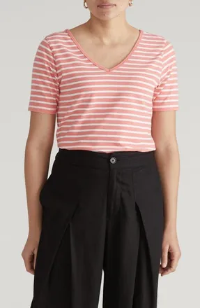 Universal Standard Double V-Neck T-Shirt in Portrait Pink at Nordstrom, Size Xxx-Large