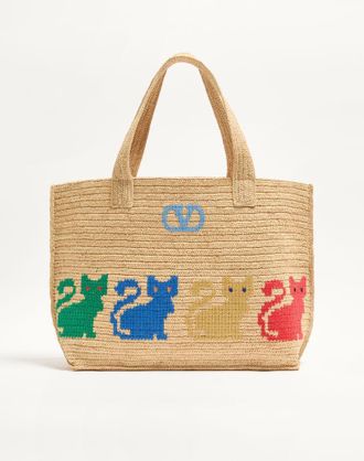 Valentino Garavani Borsa shopping grande Valentino Garavani Raffiachat in rafia Donna NATURALE UNI