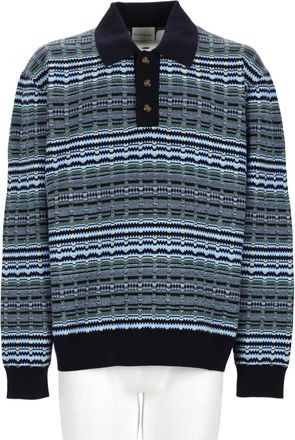 Dr&ocirc;le de Monsieur Textured Striped Knitted Polo Shirt