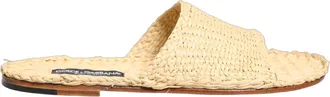 Dolce & Gabbana Mens Beige Straw Raffia Slides Sandals Flats Shoes