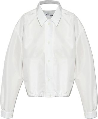 Jil Sander Light Jackets, female, White, Size: XL Lightweight Jacket with Drawstring