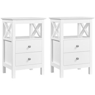 Yaheetech Set 2 Comodini da Camera da Letto Comodino Moderno Tavolino Lato da Divano Mobiletto da Notte Portaoggetti Bianchi - Yaheetech