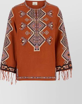 Isabel Marant silk blouse embroidered geometric pattern