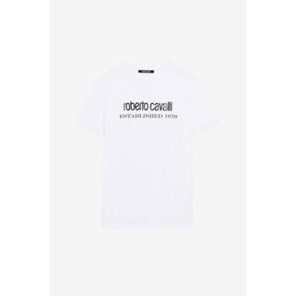 Roberto Cavalli Logo Lettering Cotton T-Shirt, Size X-Small