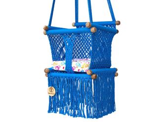 Hamac del sol Hamaca para beb&eacute; de macram&eacute; azul