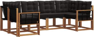 vidaXL Conjunto De Sof&aacute;s De Exterior 6 Uds. Natural Y Negro Vidaxl