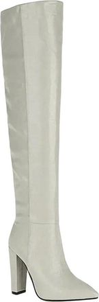 Generic Women Over Knee Boots Pointed Toe Heel Pleated Pu Leather Winter Office Long Boot