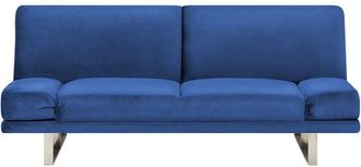 Beliani Beliani - Modern Fabric Sofa Bed Navy Blue Polyester Reclining Eucalyptus Wood Frame York