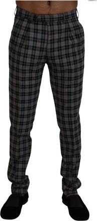 Bencivenga Elegante Grijze Geruite Heren-Chinos - Heren - Slim Fit Broeken - Grijs - S - Wol - Broeken