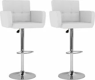 vidaXL Vidaxl - Taburetes De Cocina 2 Unidades Cuero Sint&eacute;tico Blanco