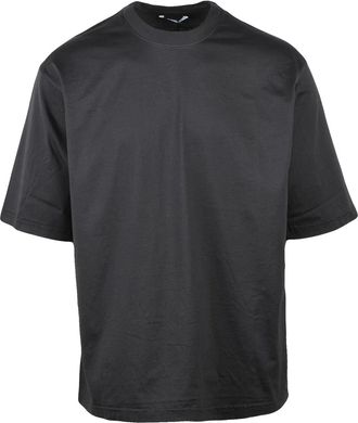 Hev&ograve; Essential Grey Cotton T-Shirt With Classic Crew Neckline