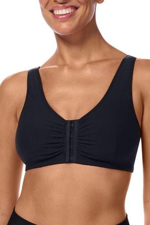 Amoena Fleur Wire-Free Front Closure Bra in Black at Nordstrom, Size Xx-Large C