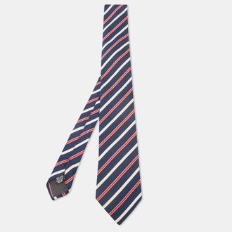 HUGO BOSS Boss By Hugo Boss Navy Blue Diagonal Striped Silk Tie