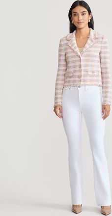 Misook Relaxed Plaid Fringe Trim Knit Jacket in Biscotti/charmeuse at Nordstrom, Size Xx-Large