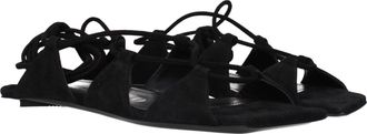 The Attico Womens Black Leather Flat Sandals