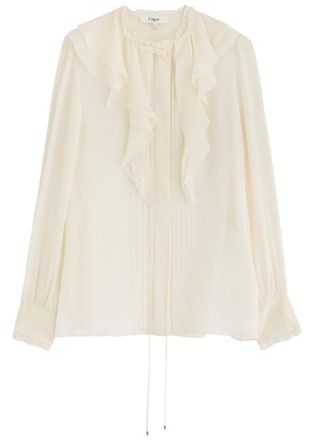 Chloé Ruffled Silk-chiffon Blouse - White - 40 (UK12 / M)