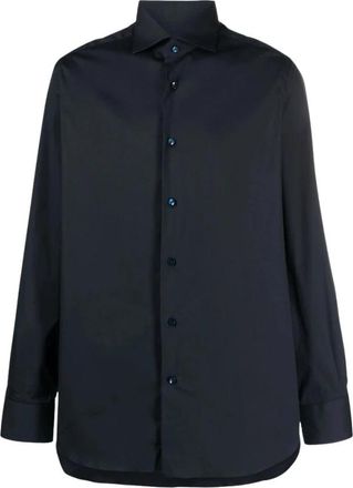 Barba Classic Shirt Model I - Heren - Zakelijke Overhemden - Blauw - S - Katoen - Overhemden