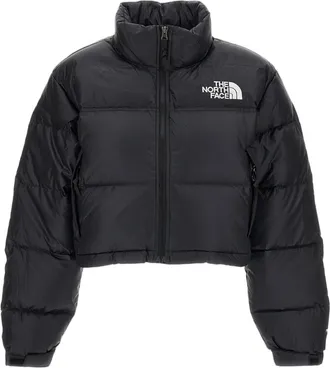 The North Face Black Nuptse Short Packable Hood Cropped Down Jacket