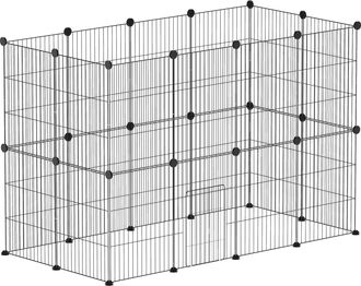 OEM Jaula Para Animales Peque&ntilde;os Valla Met&aacute;lica Modular Para Mascotas Con Puerta Y Paneles De Acero 120x60x80 Cm Negro
