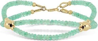 Bony Levy 14K Gold Iris Emerald Beaded Line Bracelet in Yellow Gold at Nordstrom, Size 7