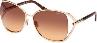 Tom Ford FT1091 MARTA 28F Womens Sunglasses Gold Size 62