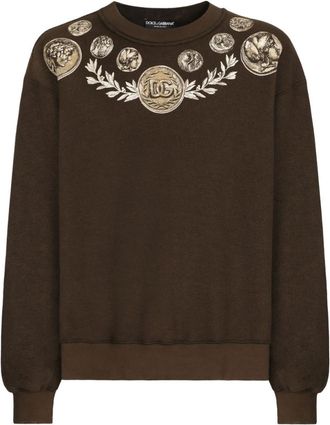 Dolce & Gabbana Brown Printed Cotton Sweatshirt