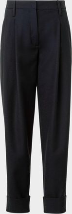 Akris Franklyn Pleated Wool Tricotine Tapered-Leg Pants