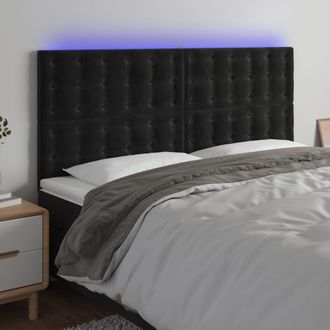 vidaXL Cabecero Con Luces Led Terciopelo Negro 160x5x118/128 Cm Vidaxl