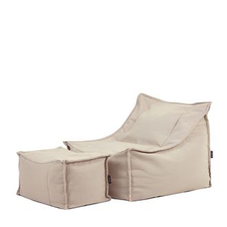 Icon Brand Set puf sill&oacute;n y reposapi&eacute;s exterior en olefina impermeable beige