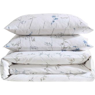 Calvin Klein Wildflower Duvet Set in Parchment White/blue at Nordstrom, Size King
