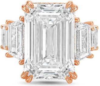 Diana M. Jewels 18kt Rose gold Lab grown 8ct Emerald Cut Diamond hidden halo fashion ring