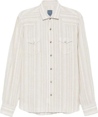 Barba Casual Shirts, male, Beige, Size: 3XL Striped Casual Shirt