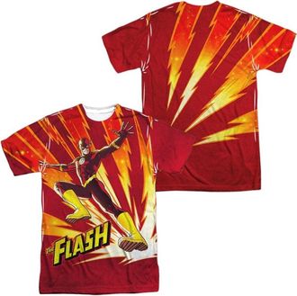 Gildan Justice League of America Lightning Fast (Front/Back Print) Short Sleeve Adult 100% Poly Crew Tee / T-Shirt