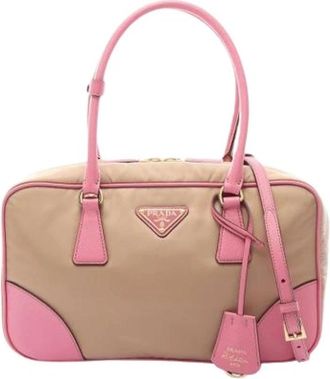 Prada Pre-owned Nylon Handbag - Dames - Vintage Handtas - Beige - ONE Size - Nylon - Vintage