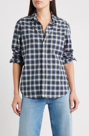 Frank & Eileen Plaid Relaxed Fit Cotton Button-Up Shirt in Yellow Navy White Plaid at Nordstrom Rack, Size X-Small