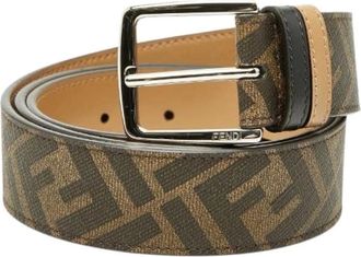 Fendi Pre-owned Belts, male, Brown, Size: ONE SIZE Pre-owned Zucca Leather Belt