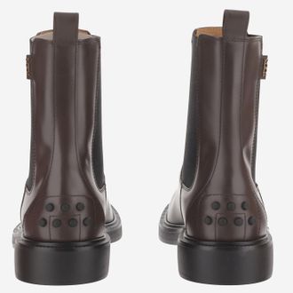 Tod's Womens Leather Ankle Boots Dark Brown